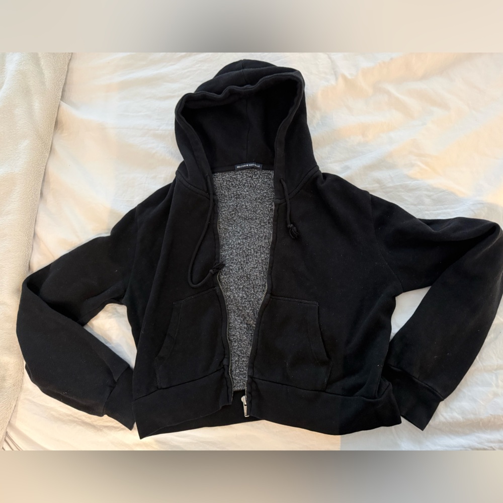 Brandy Melville Crystal Black Zip Up Hoodie